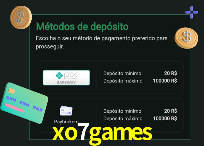 O cassino xo7games oferece uma grande variedade de métodos de pagamento